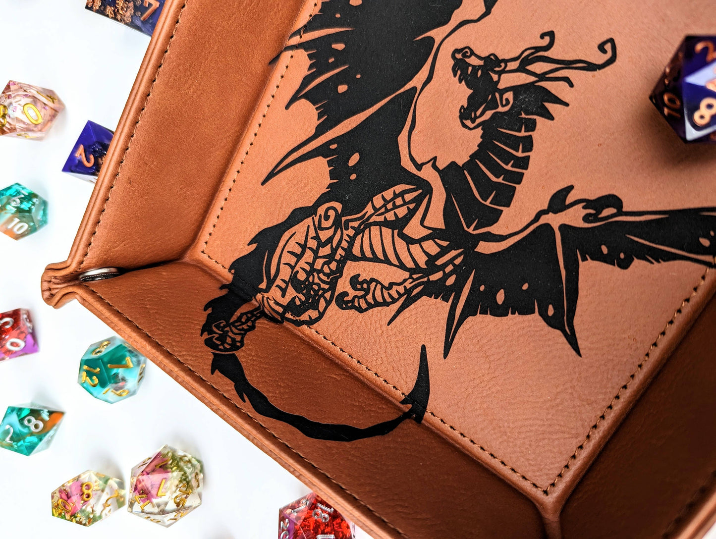 Spawn of Tiamat Vegan Leather Dice Rolling Tray