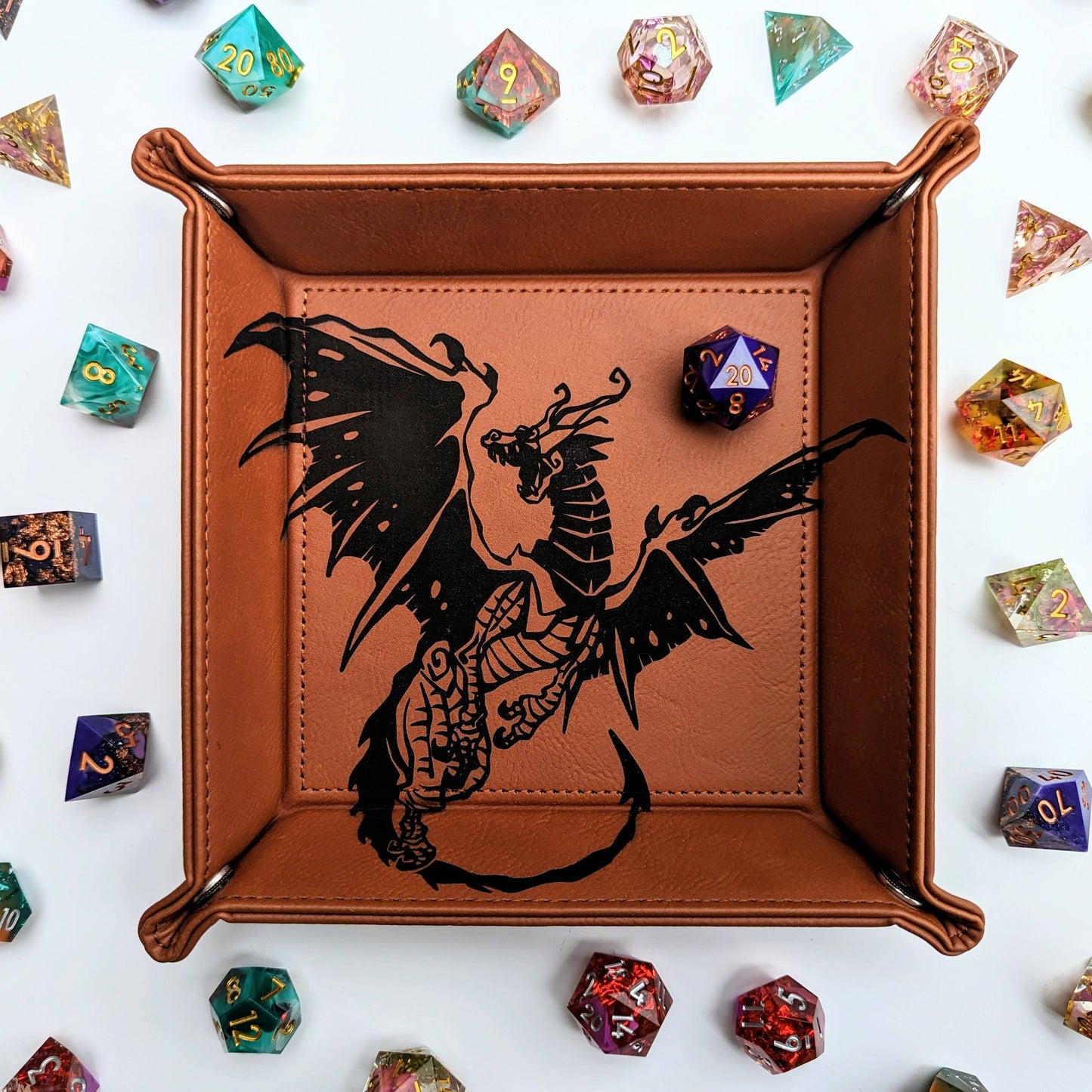 Spawn of Tiamat Vegan Leather Dice Rolling Tray