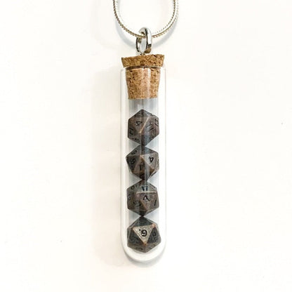 Tiny Test Tube Dice Necklace - Micro D20s