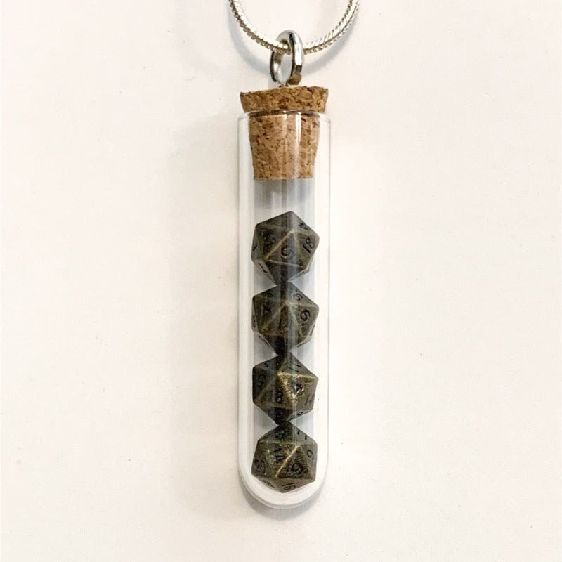Tiny Test Tube Dice Necklace - Micro D20s